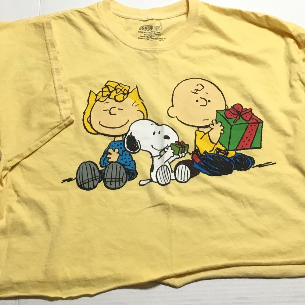 Charlie Brown Christmas Peanuts Cropped Shirt Yellow XL
